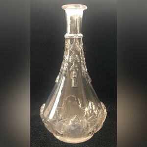 Clear Glass Vase Long Neck Raised Design 10.5” H
